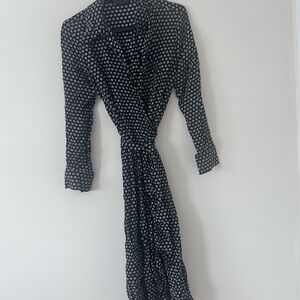 Mango Black and White Long Sleeve Dress